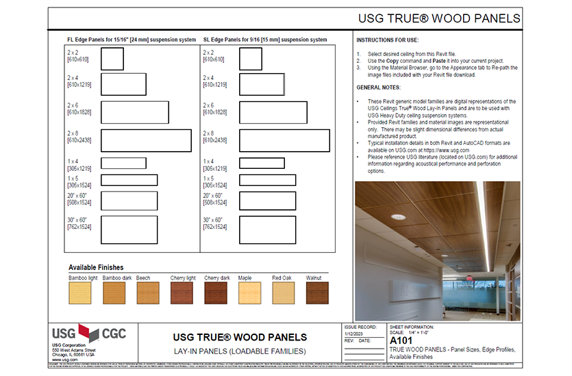 Free Wood Ceiling Tile Revit Download True™ Wood LayIn Panels